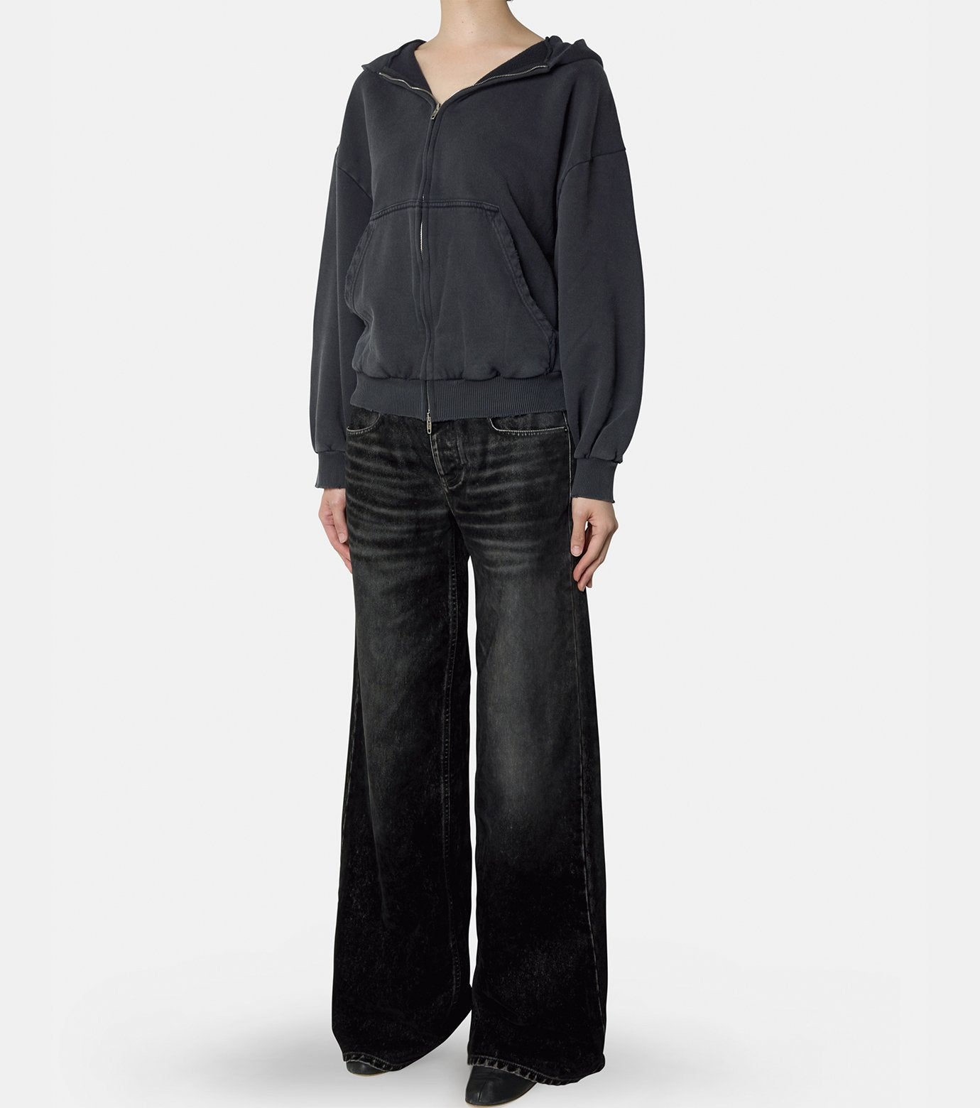 Lace-Up Zip-Up Hoodie