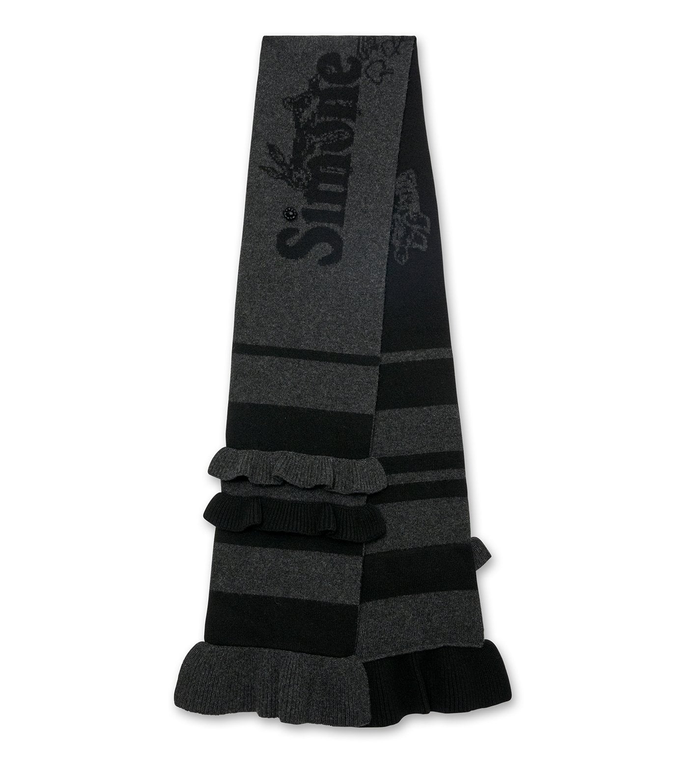 RUFFLE DTL GRAPHIC LOGO KNIT SCARF