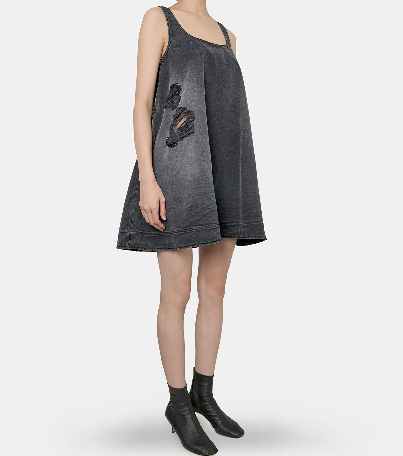 A-line Denim Mini Dress w/Emb