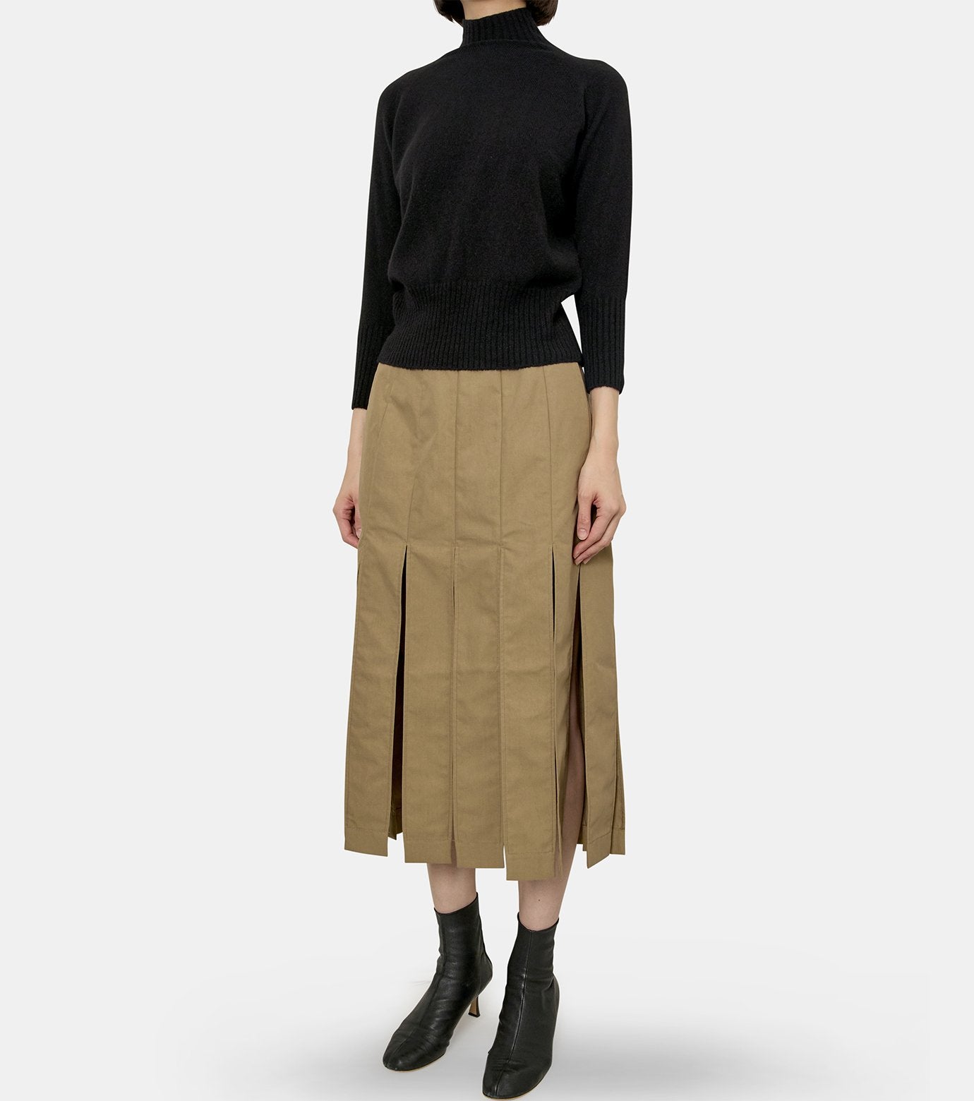 Back Ribbon Dtl High Neck Cashmere