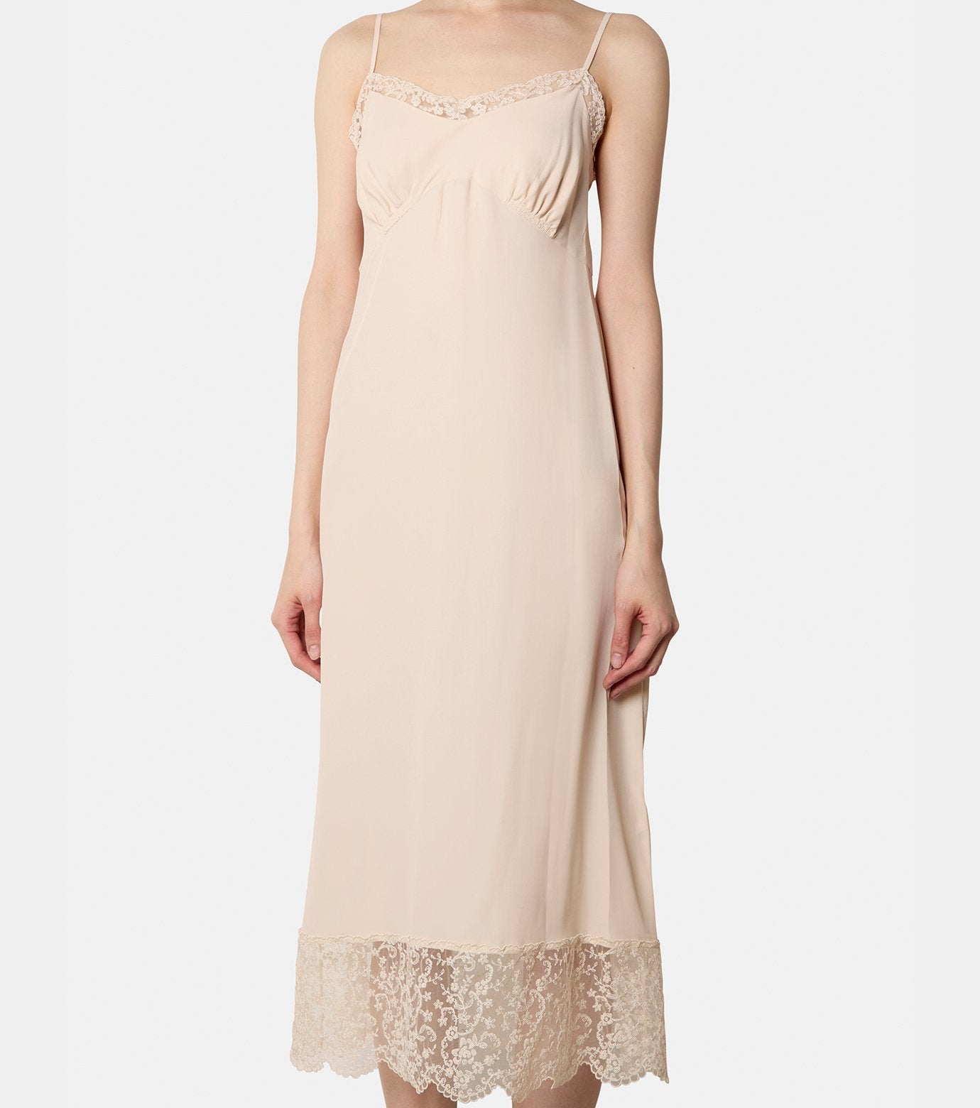 Slip Dress w/Deep Lace Trim