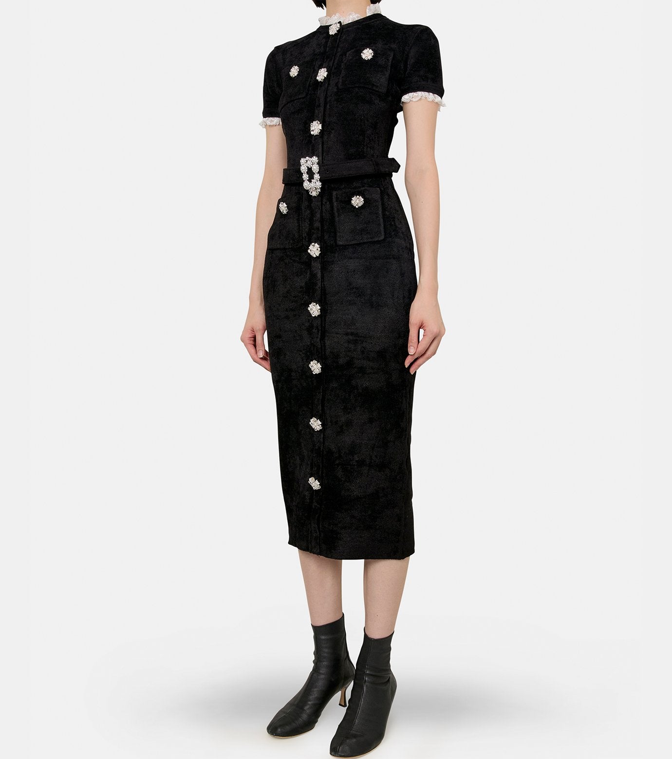 Black Chenille Knit Mini Dress