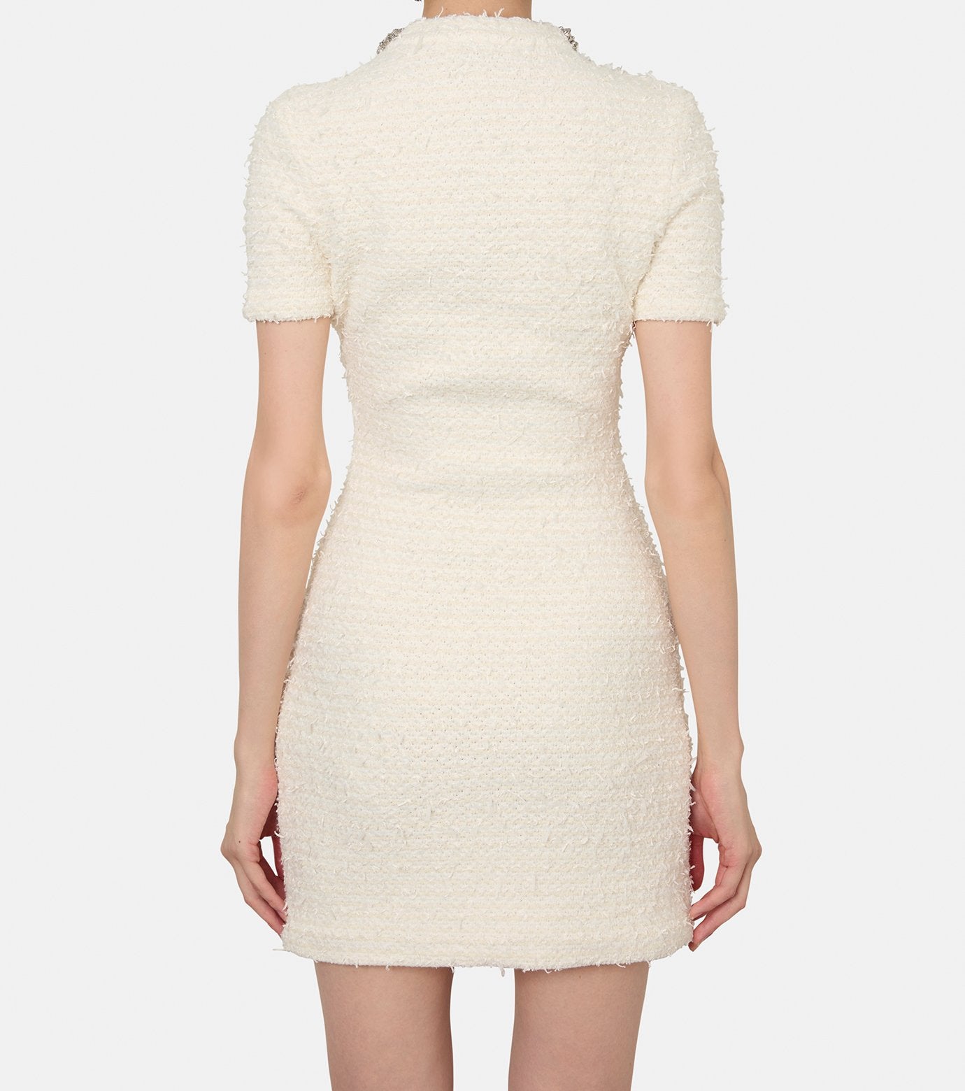 Cream Textured Knit Mini Dress