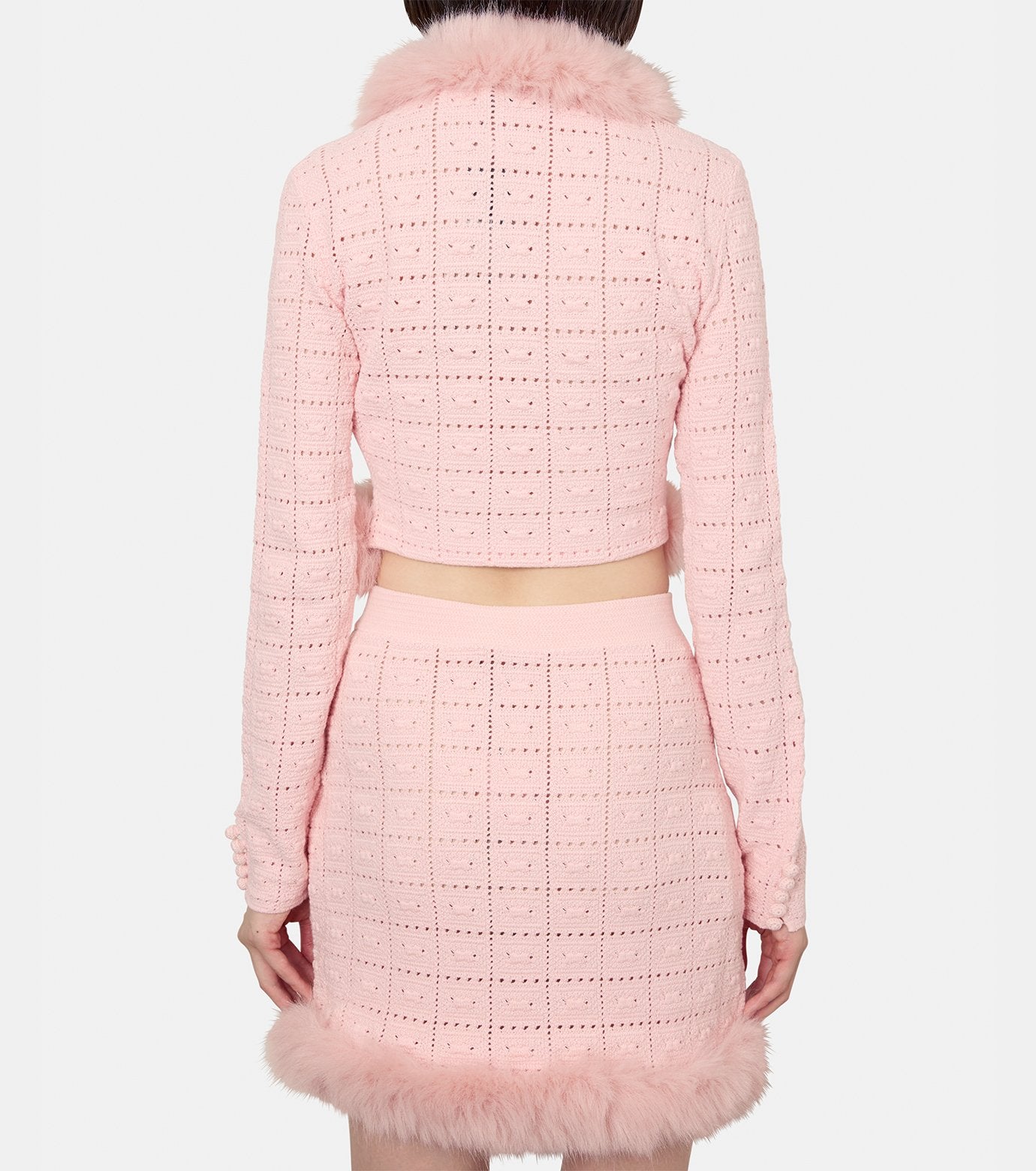 Pink Fur Collar Cardigan