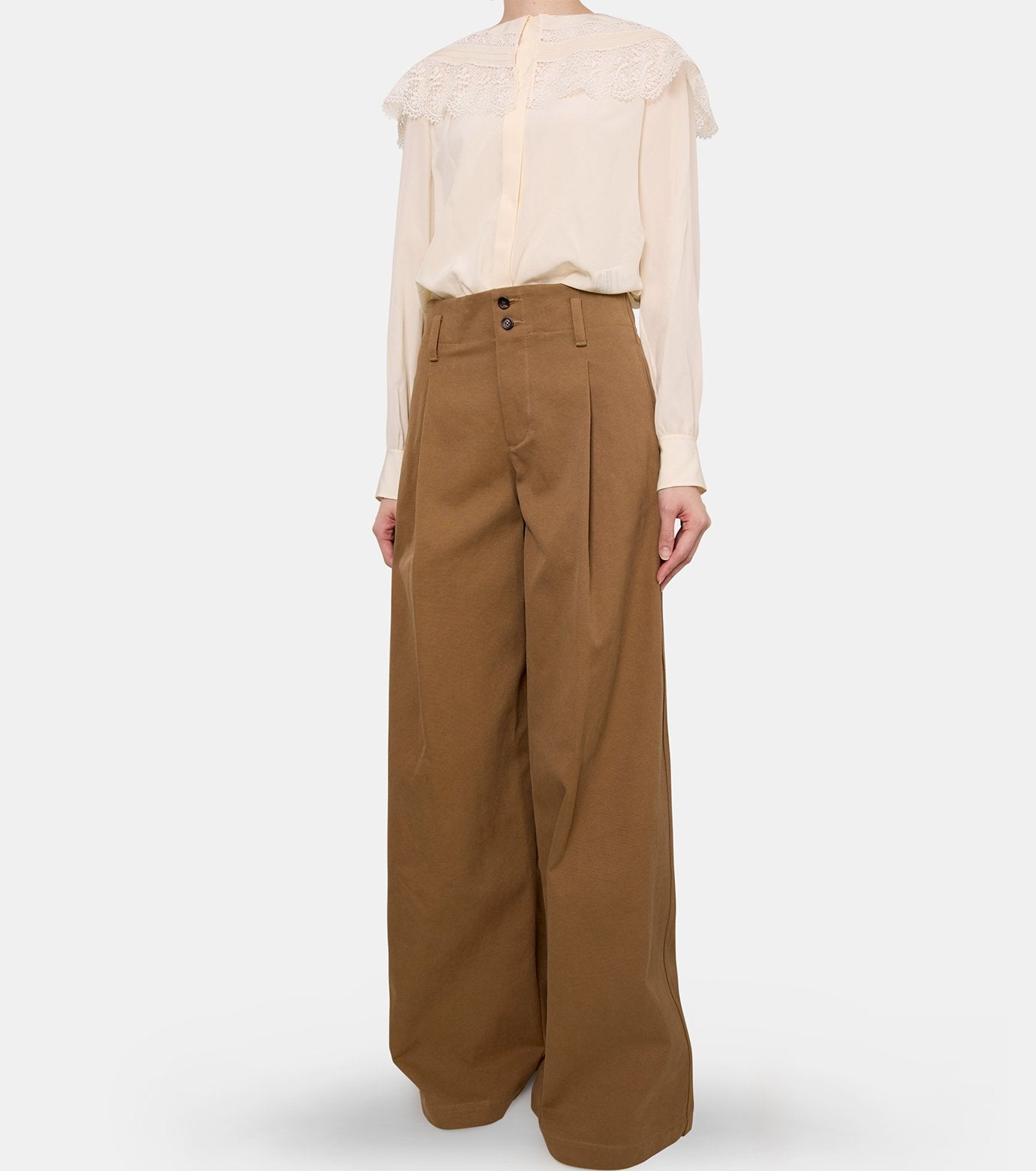 Cotton Canvas Wide Trouser