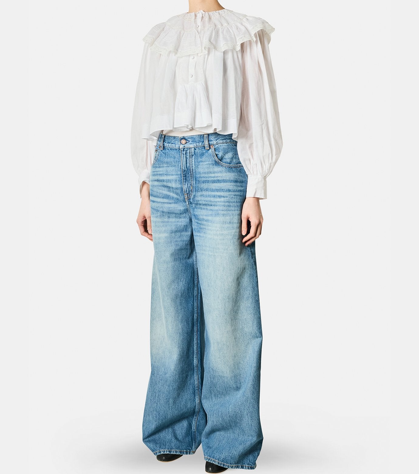 Cotton Voile Lace Detail Top