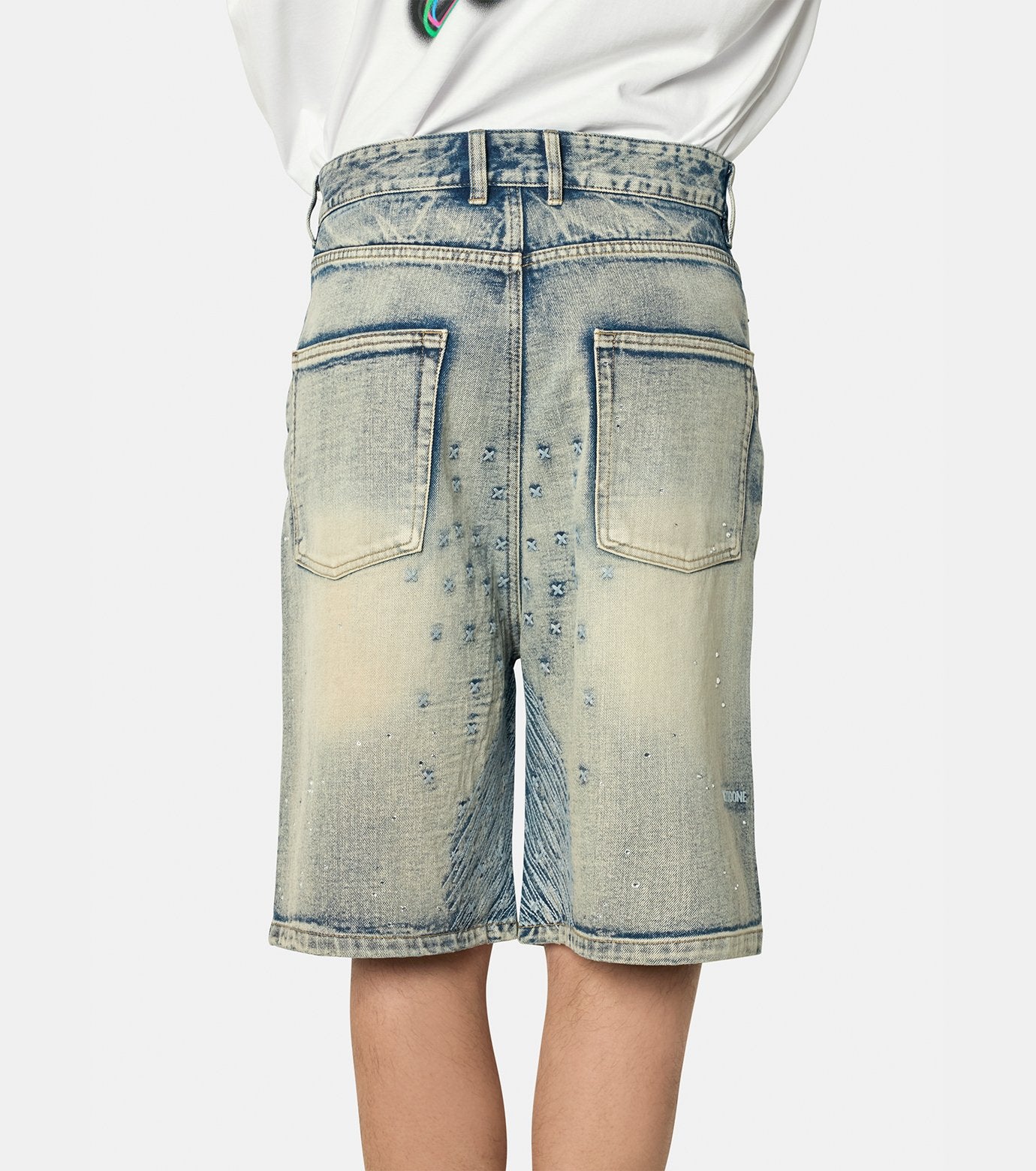 SKY MENS EMBROIDERY WASHED DENIM SHO