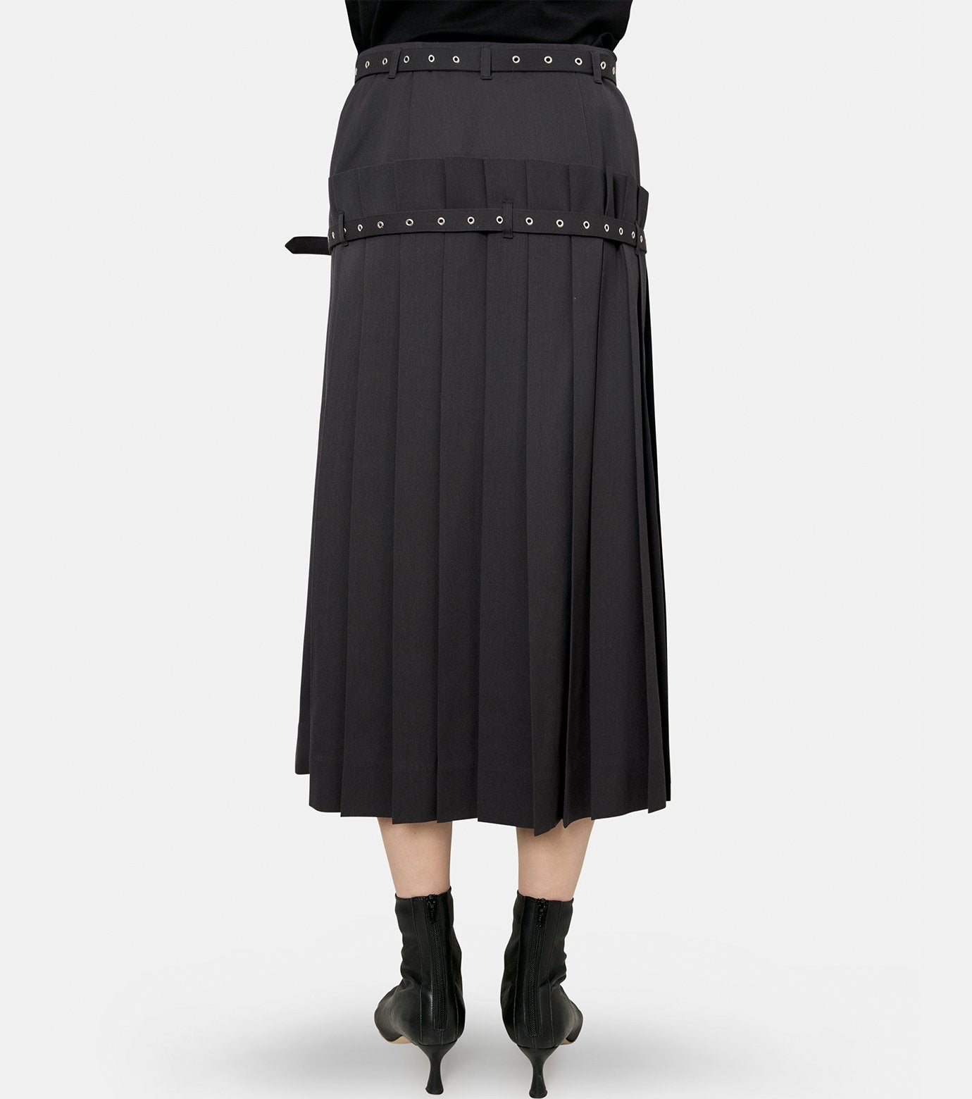 Pleated Wrap Midi Skirt