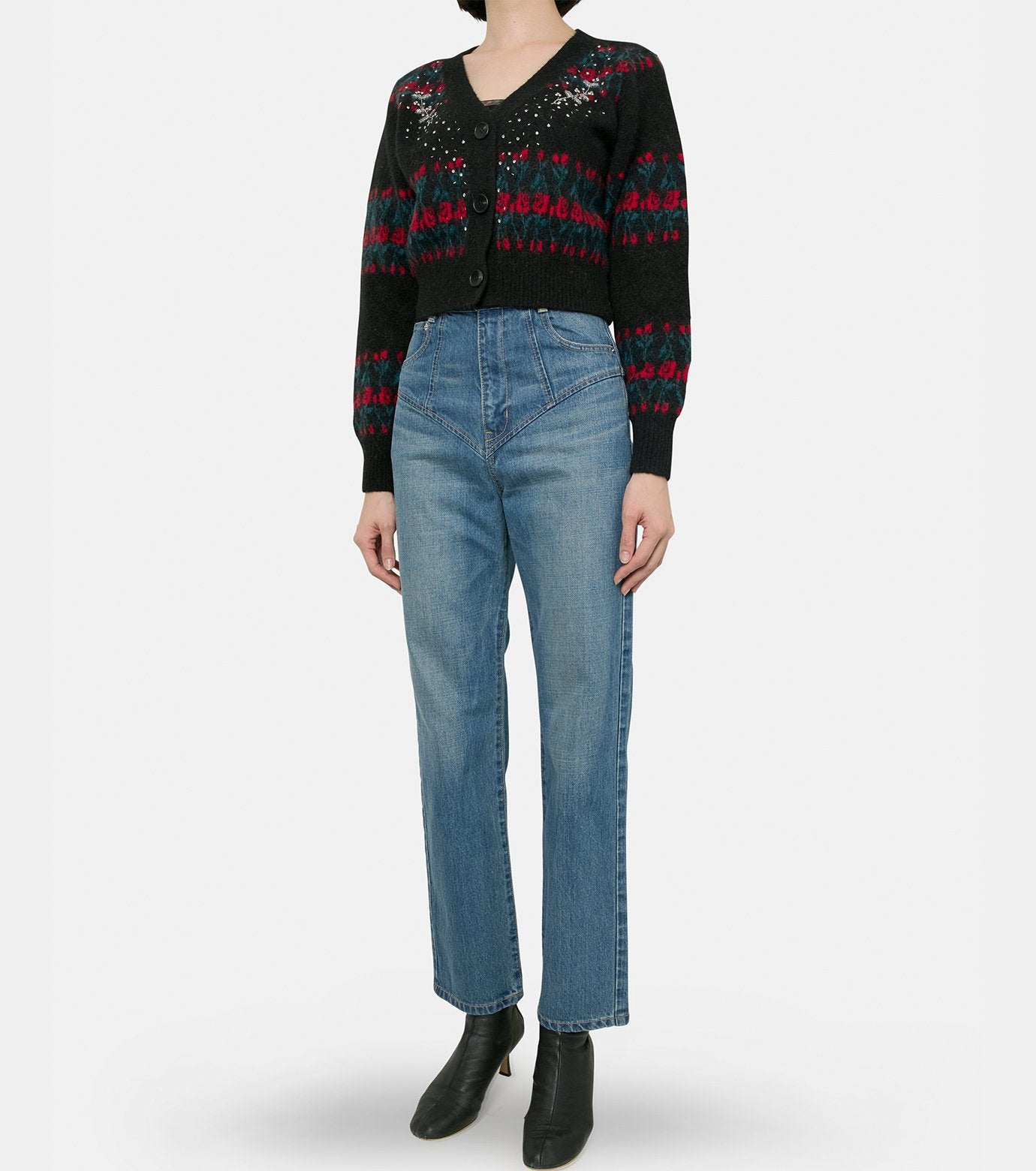 Jacquard Knit Vneck Cardigan