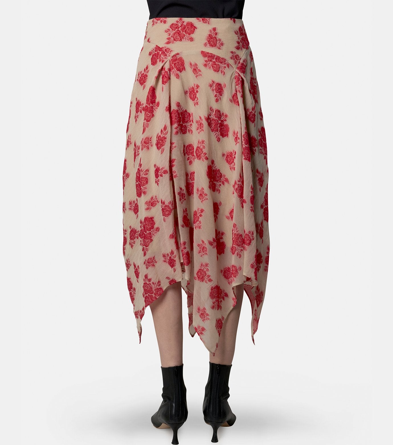 Draped Floral Jacquard Skirt