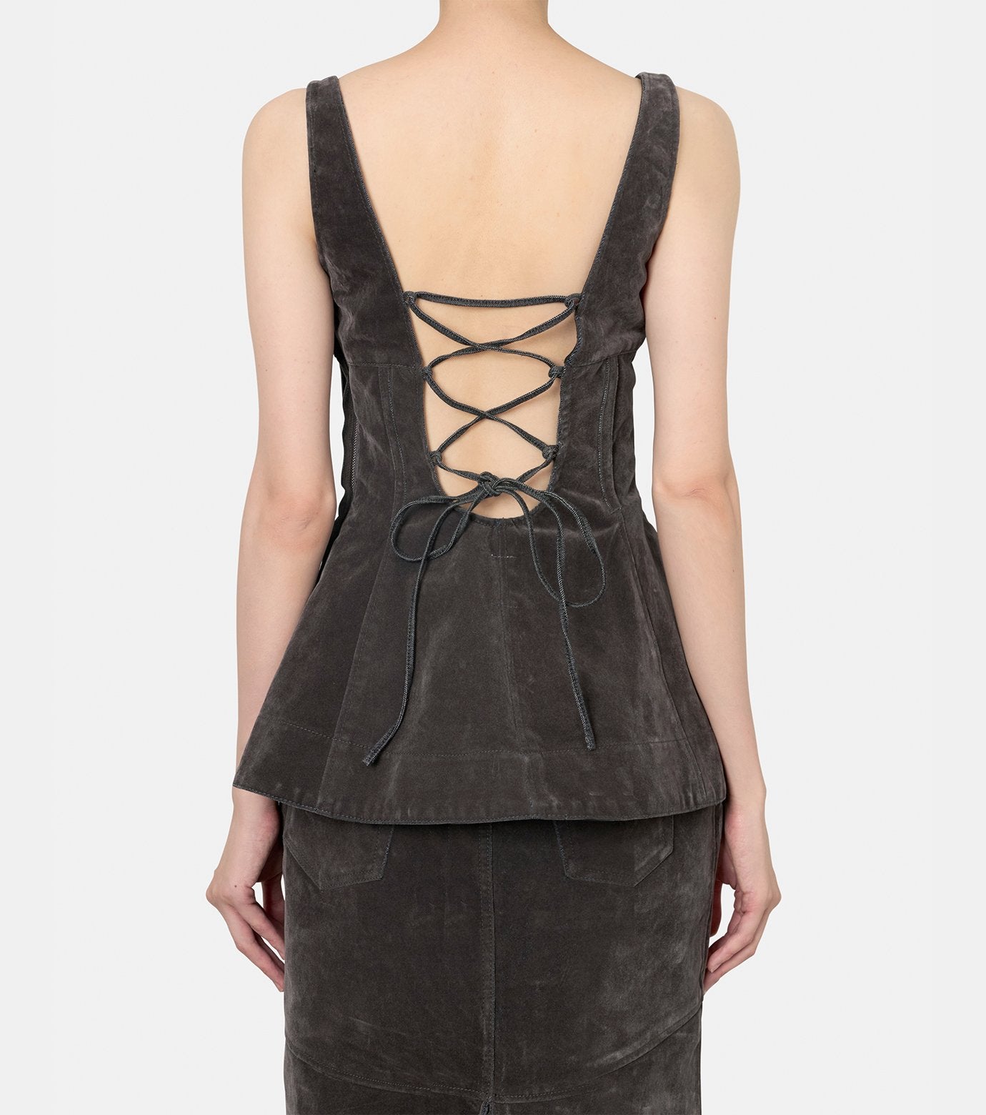 Flocked Denim Peplum Bustier