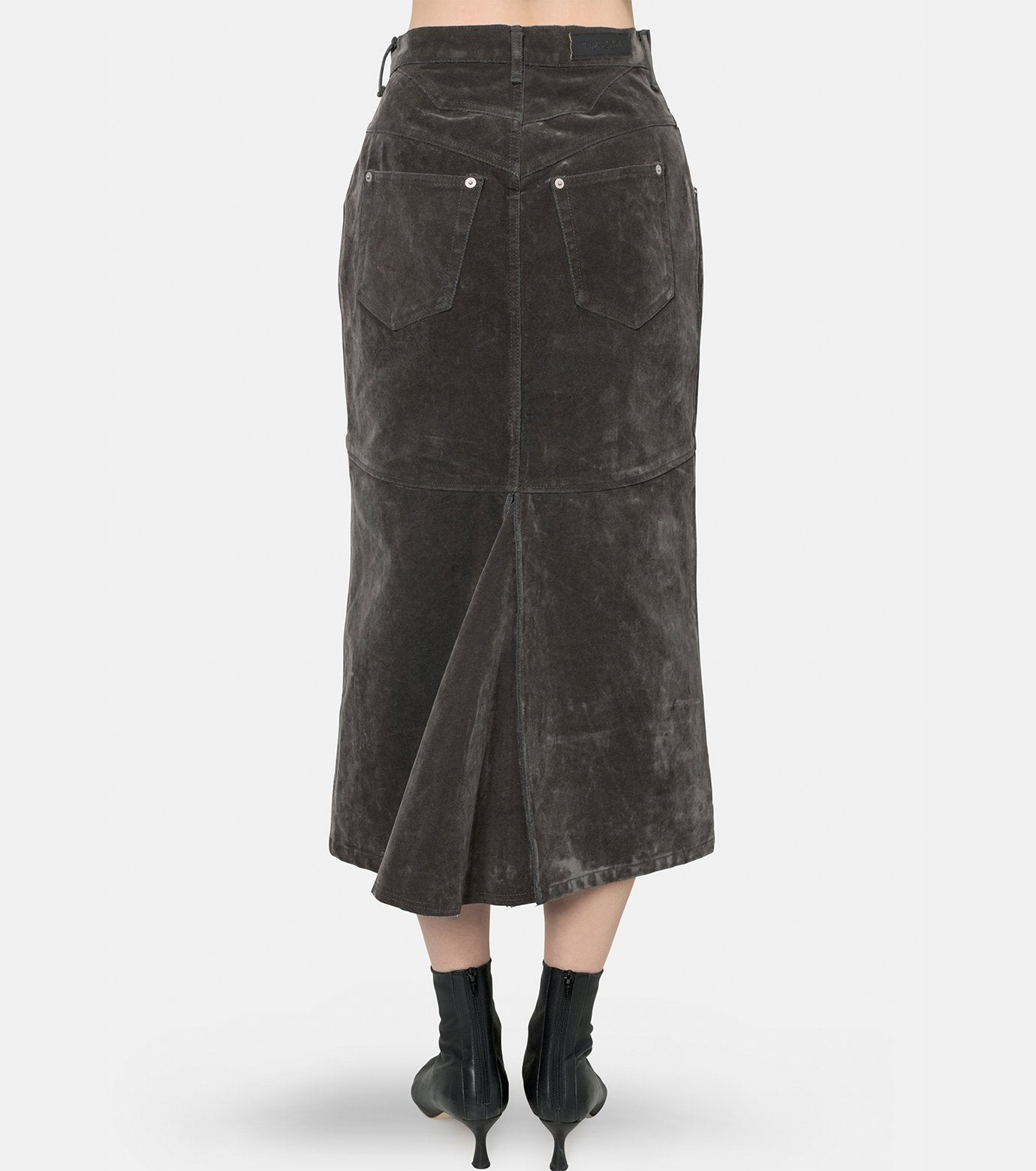 Flocked Denim Back Flare Skirt
