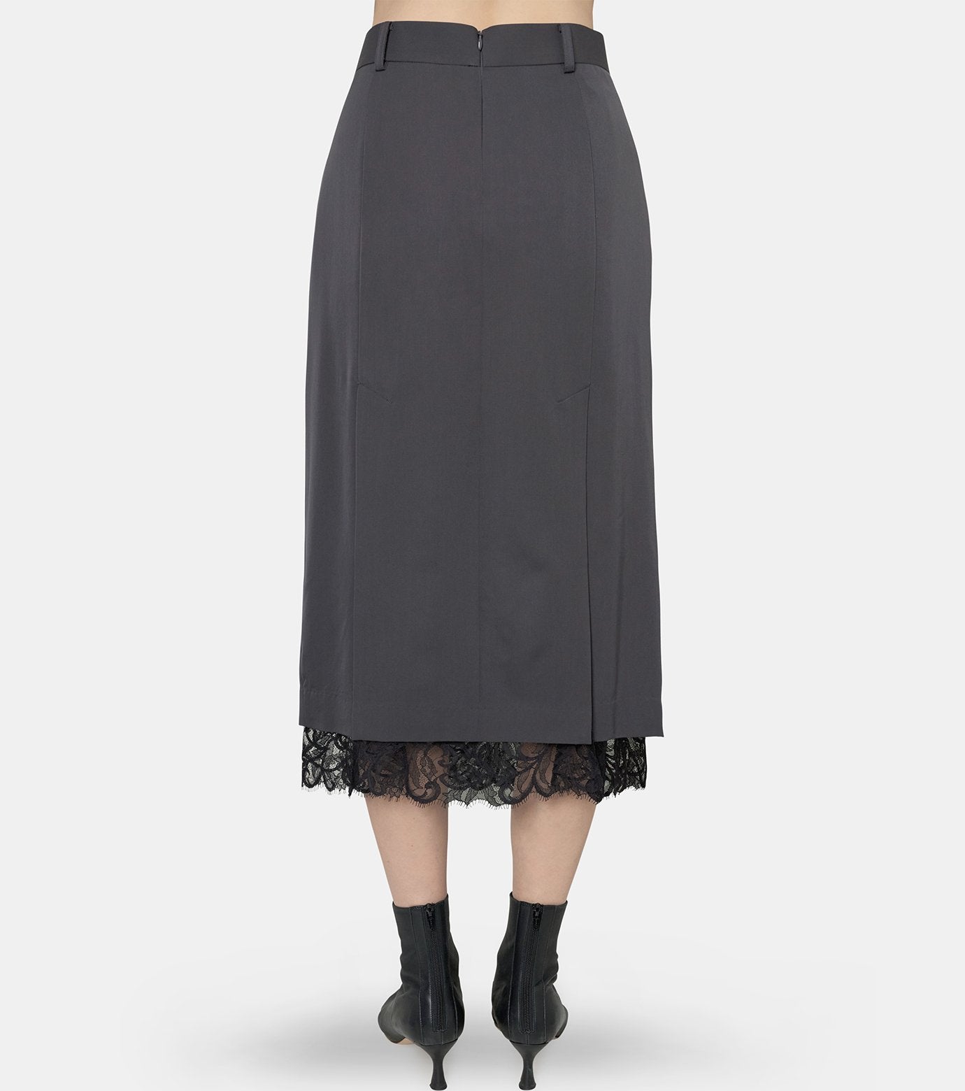 Fine Wool Pleated Skirt w/Lace