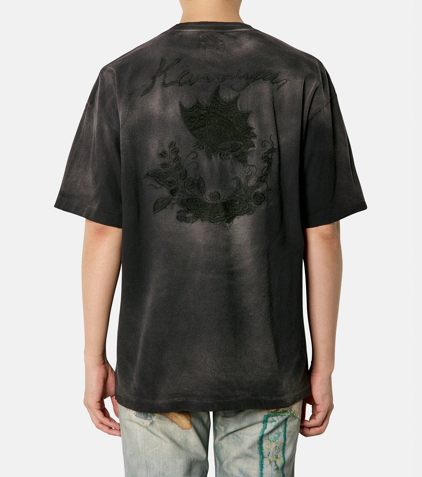 “AGEHA” Embroidery Distressed Tee