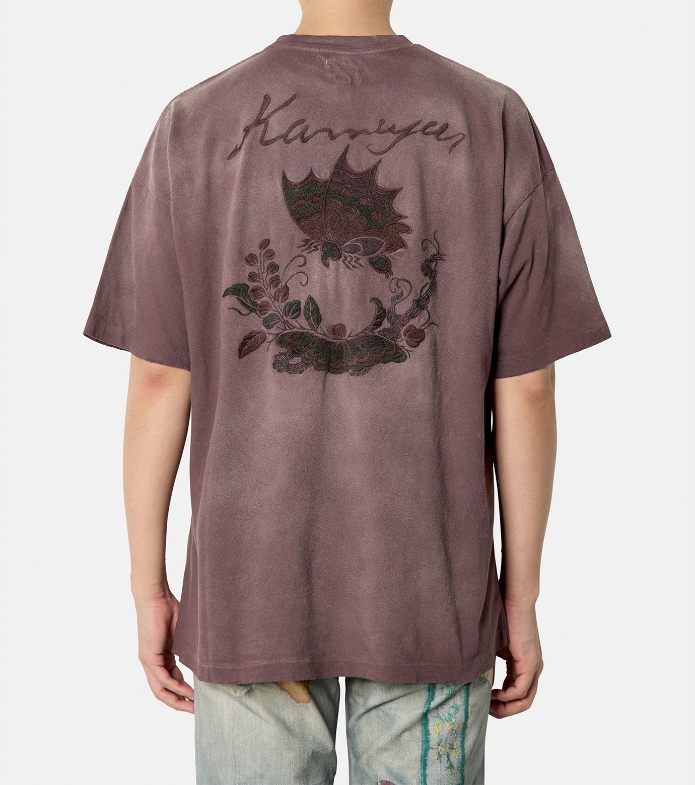 “AGEHA” Embroidery Distressed Tee