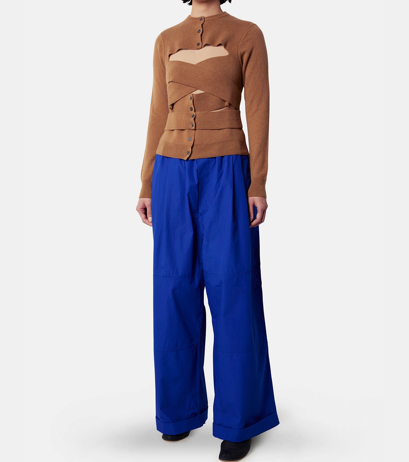 Crewneck Wrap Cardigan w/Cut-Out