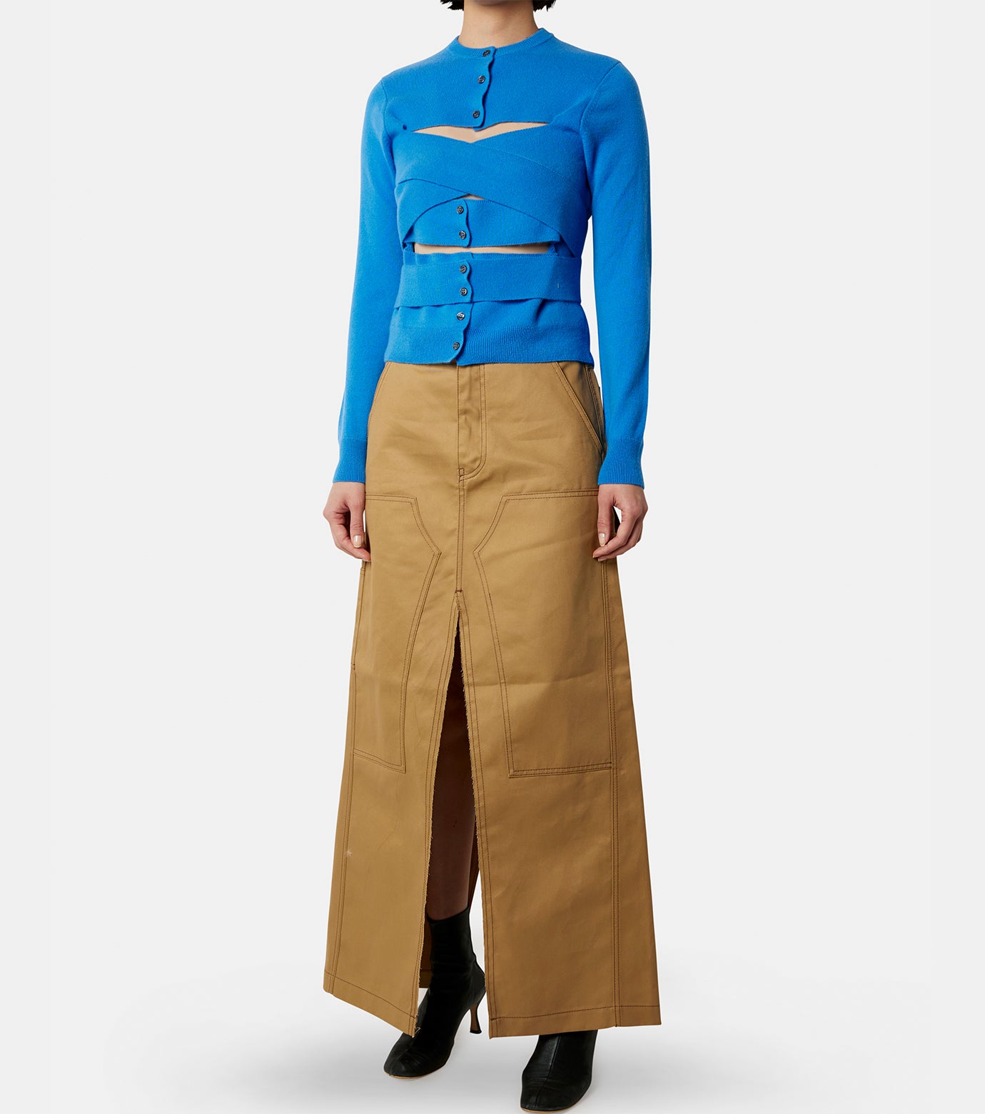 Crewneck Wrap Cardigan w/Cut-Out