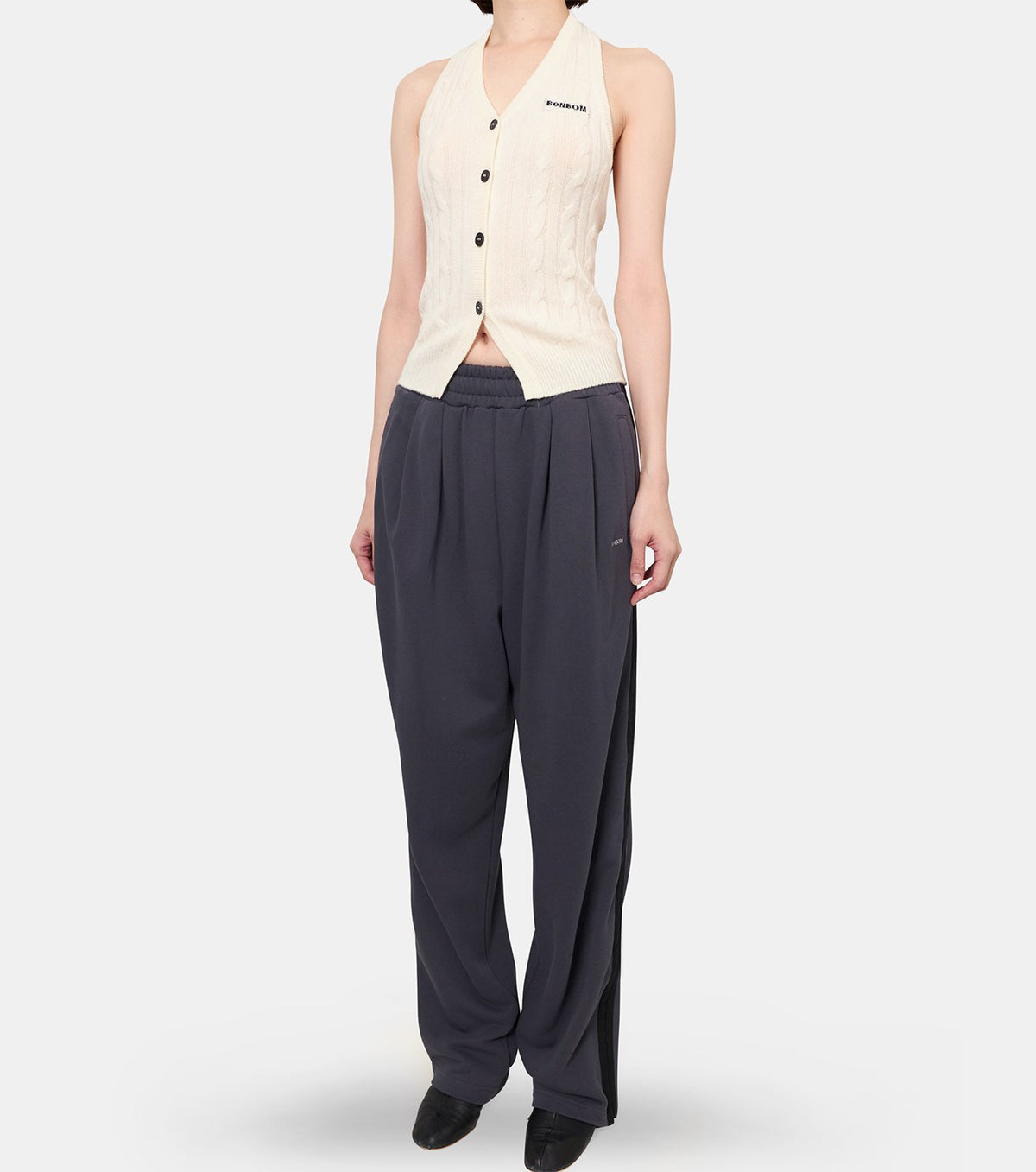 Halter-Neck Cable Knit Vest