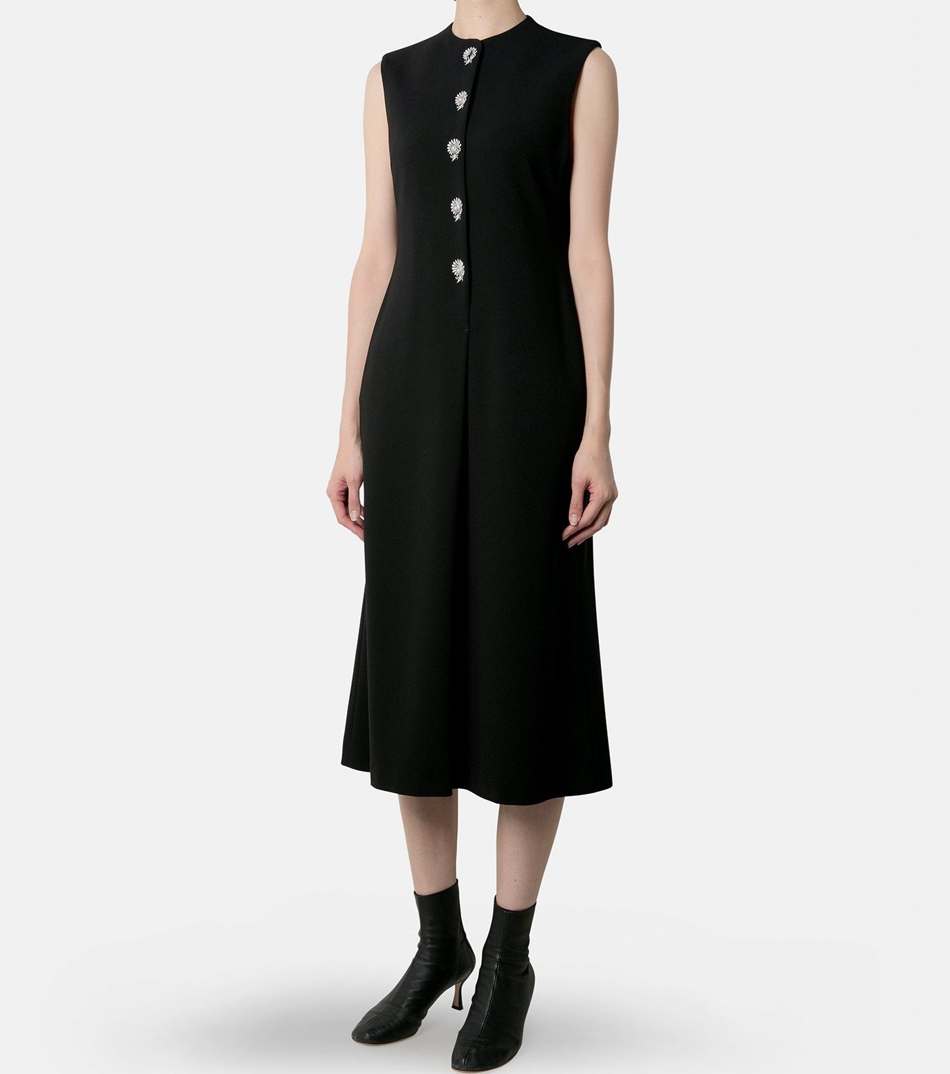 Flower Button Emb Sless Dress