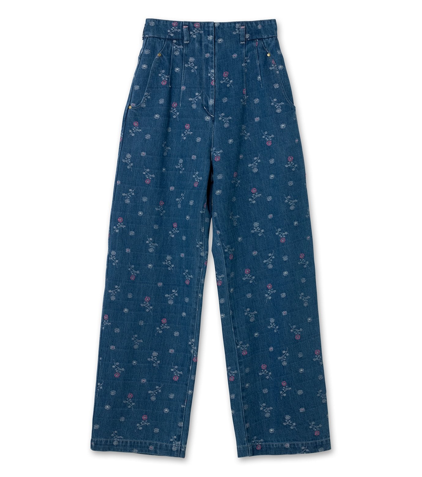 Flower Motif Denim Pants