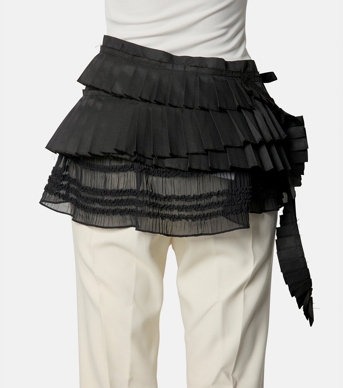 Pleated Micro Mini Skirt Belt
