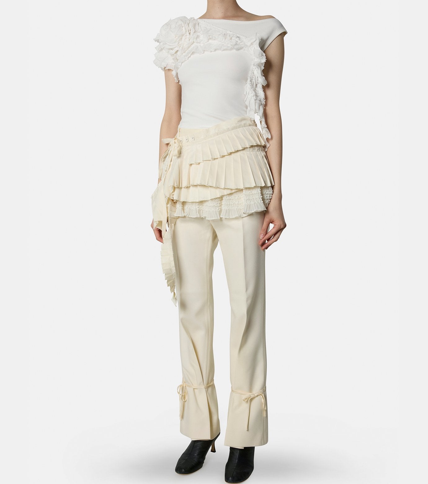 Pleated Micro Mini Skirt Belt