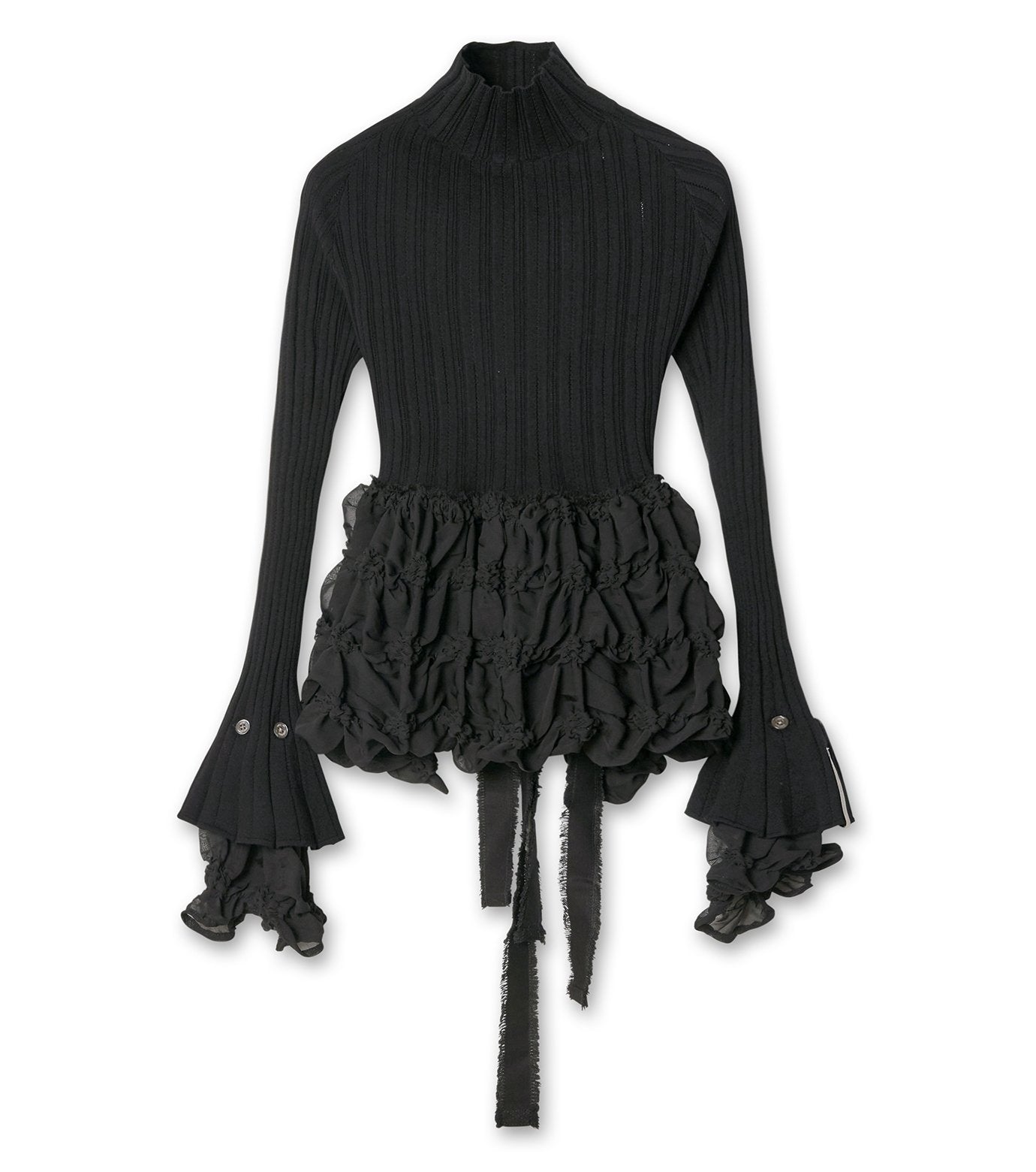 Back Open Smocking Cntrast Top