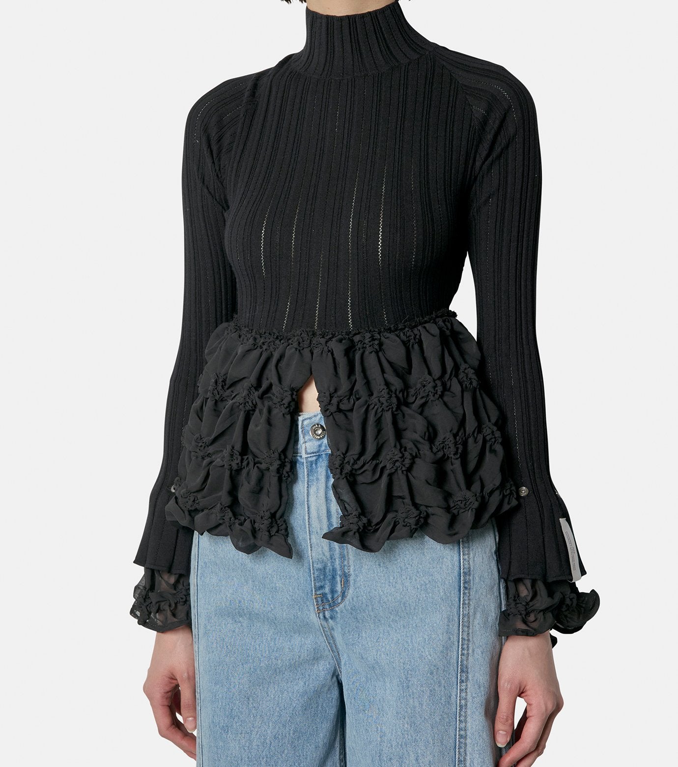 Back Open Smocking Cntrast Top