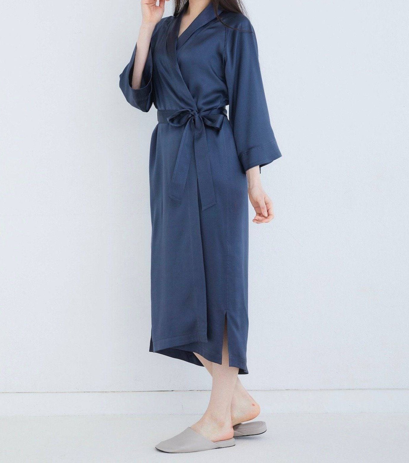 Silk Gown Charcoal Gray