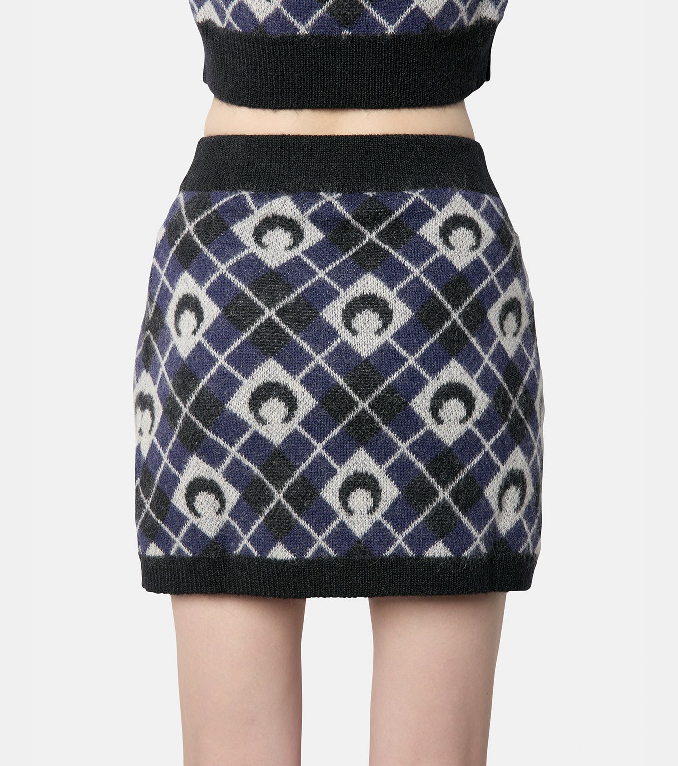 Moon Argyle Knit Mini Skirt