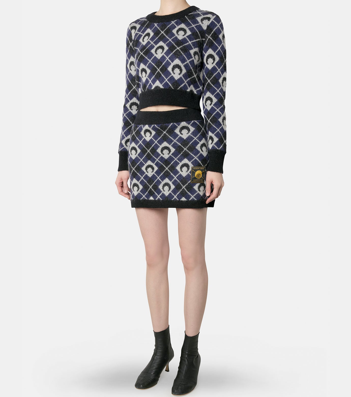 Moon Argyle Knit Cropped