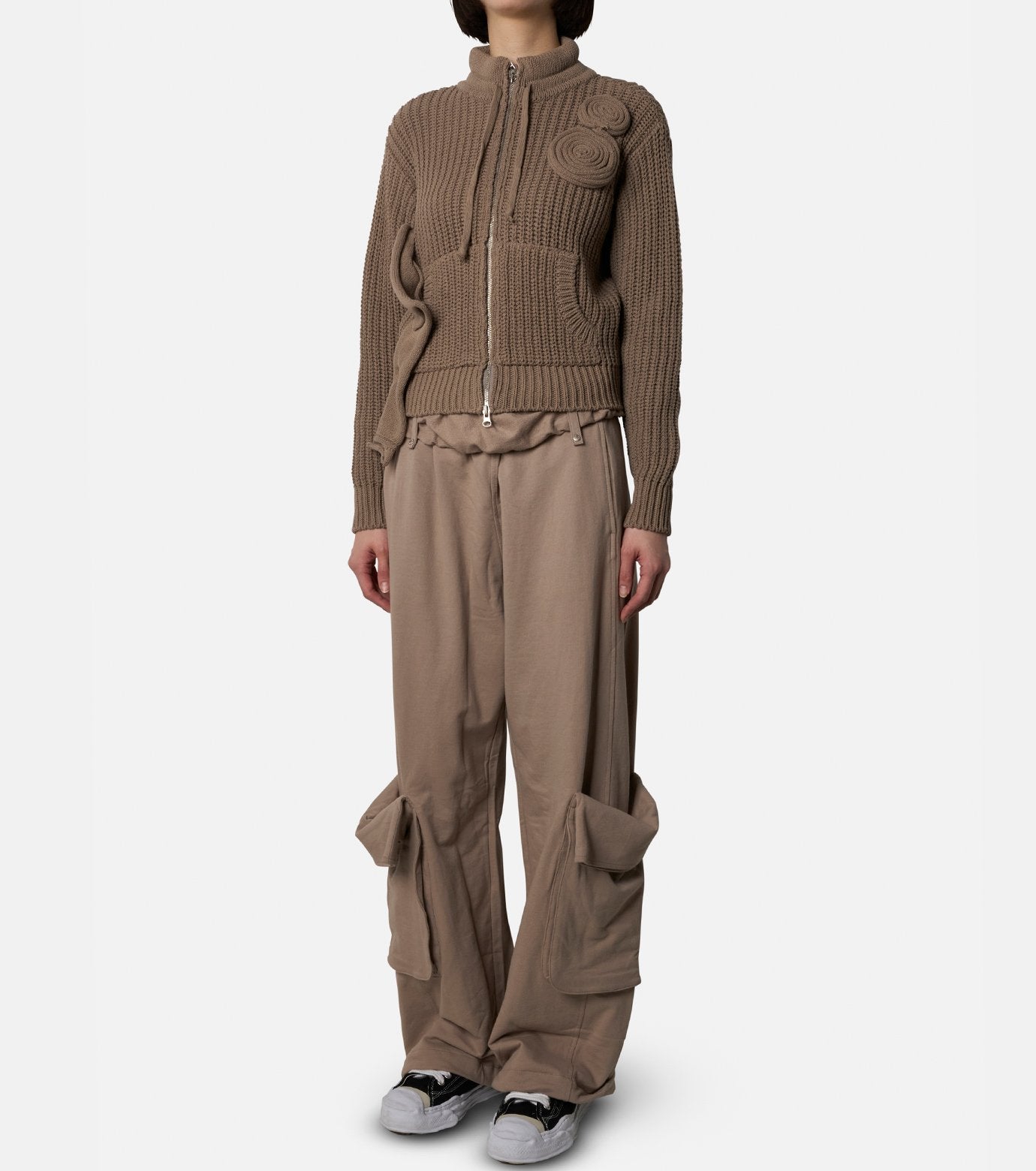 Applique Knit Zipup Jacket