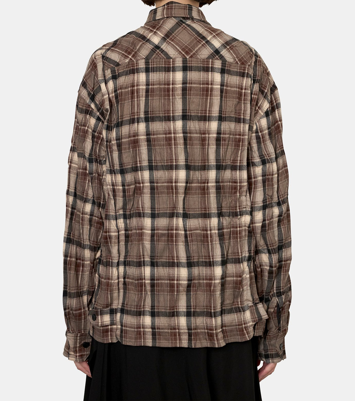 Checkered Crinkle Ruffle Shirt