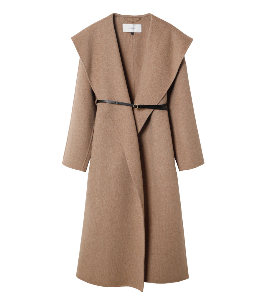 Big Collar Belted Maxi Coat