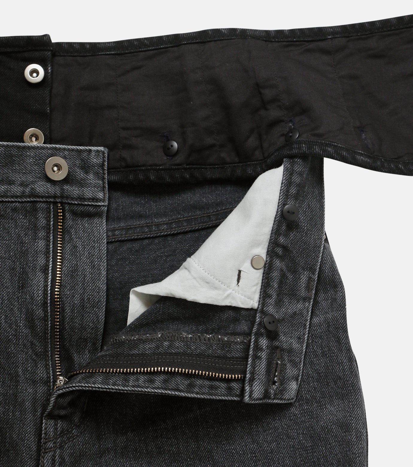 W Waist Denim Pants (BLACK)