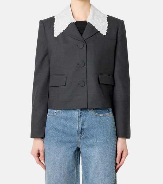 Grey Wool Collared Jacket