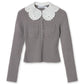 Grey Lace Collar Knit Top