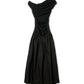 Black Cotton Draped Knit Midi Dress