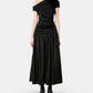 Black Cotton Draped Knit Midi Dress