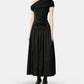 Black Cotton Draped Knit Midi Dress
