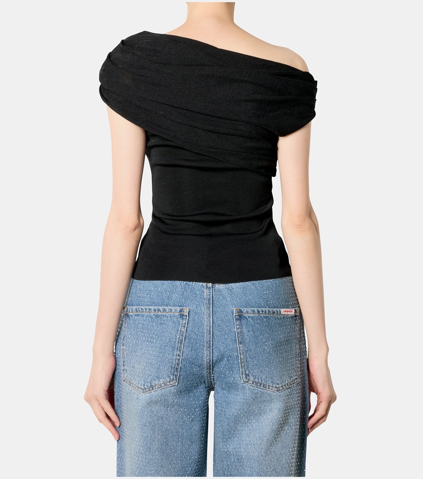 Black Draped Knit Top