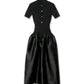 Black Knit Taffeta Midi Dress