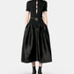Black Knit Taffeta Midi Dress