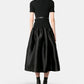 Black Knit Taffeta Midi Dress