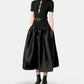 Black Knit Taffeta Midi Dress