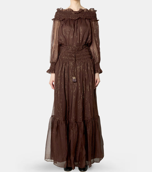 Brown Georgette Maxi Dress