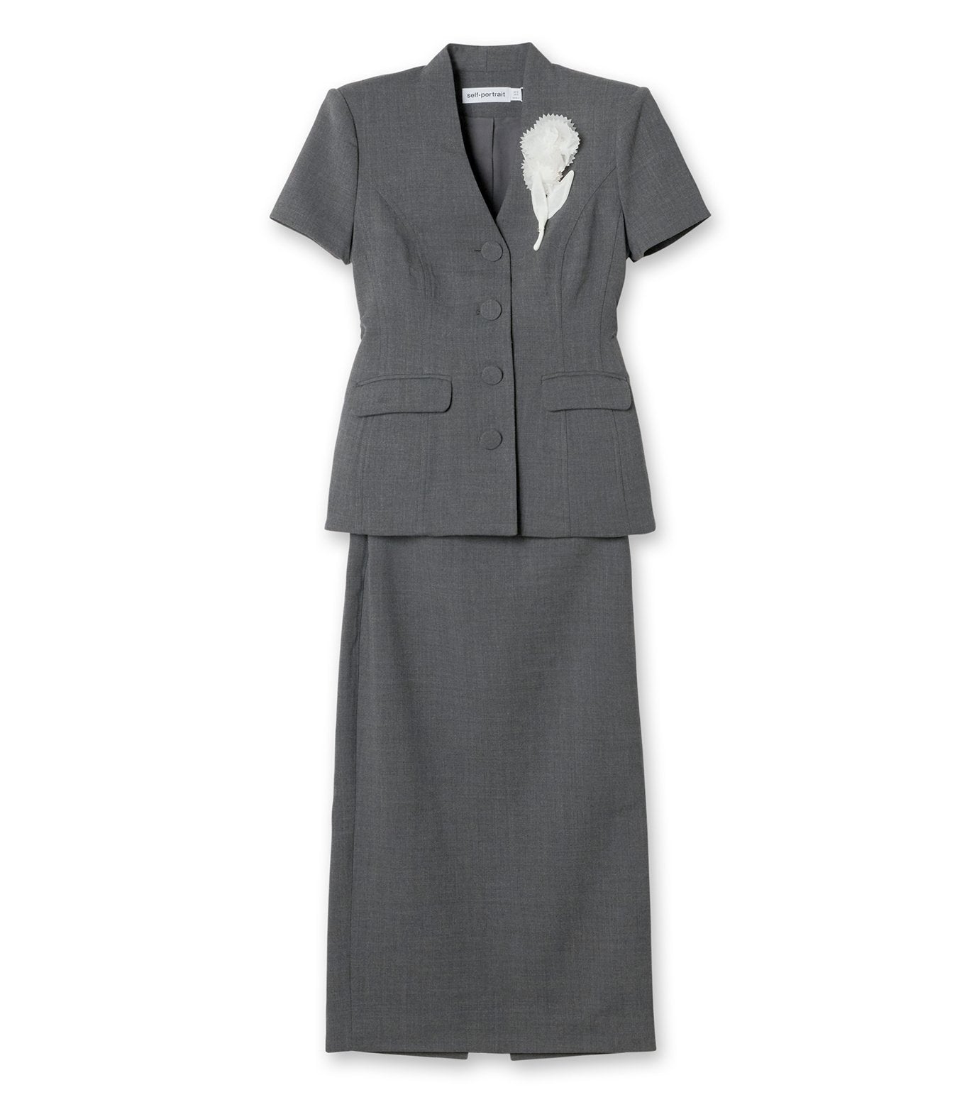 Grey Tailored Flower Detail Midi Dre