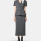 Grey Tailored Flower Detail Midi Dre