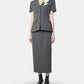 Grey Tailored Flower Detail Midi Dre