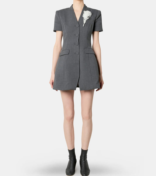 Grey Tailored Flower Detail Mini Dre